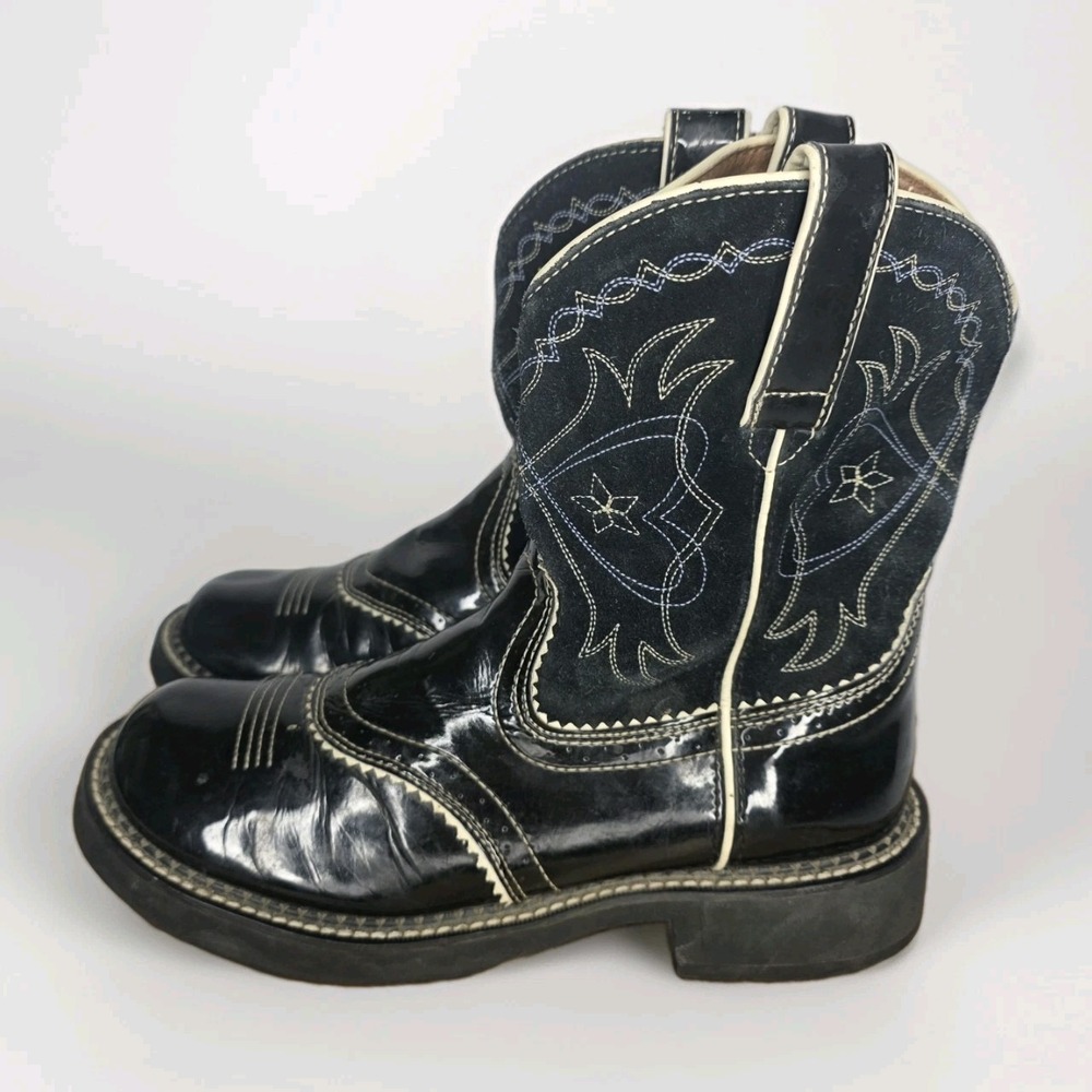 ARIAT Women's PROBABY Fatbaby Black Patent Leather Round Toe Western Boots Sz 9